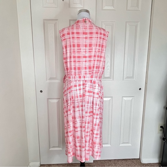 🛑SOLD🛑Tommy Hilfiger Sleeveless Fit & Flare Wrap Peach White Dress Size 18 - Picture 9 of 14